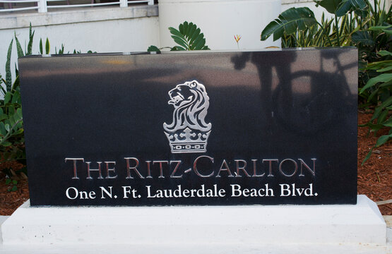 The Ritz Carlton Hotel Signage At Entrance In Fort Lauderdale, FL/ USA On April 6 2015.