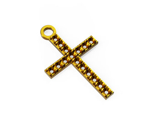 Gold Christian cross 3d render