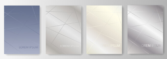 Set collection of gray silver backgrounds with intersecting lines