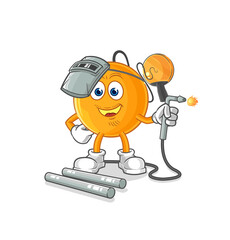 paddle ball welder mascot. cartoon vector
