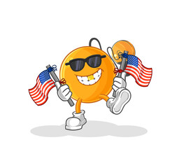 paddle ball american youth cartoon mascot vector