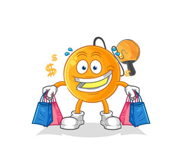 paddle ball shoping mascot. cartoon vector