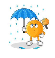 paddle ball holding an umbrella illustration. character vector
