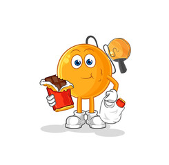 paddle ball eat chocolate mascot. cartoon vector