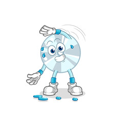 CD stretching character. cartoon mascot vector