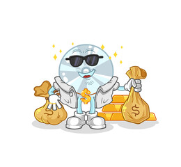 Naklejka premium CD rich character. cartoon mascot vector
