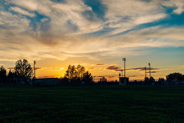Sunset over the Belgrade baseball field