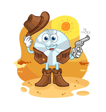 CD cowboy with gun character vector