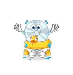 CD with duck buoy cartoon. cartoon mascot vector