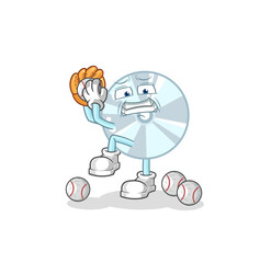 CD baseball pitcher cartoon. cartoon mascot vector