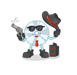 CD mafia with gun character. cartoon mascot vector