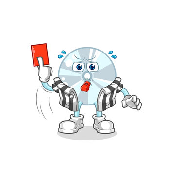 CD referee with red card illustration. character vector