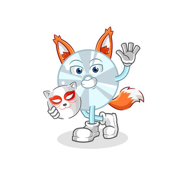 CD japanese fox character. cartoon mascot