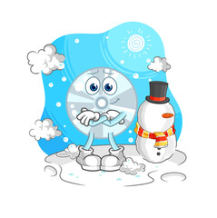 CD in cold winter character. cartoon mascot vector