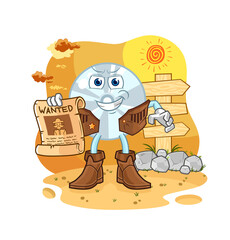 Obraz na płótnie Canvas CD cowboy with wanted paper. cartoon mascot vector