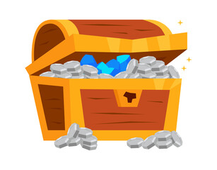 Chest with treasures. Vector illustration