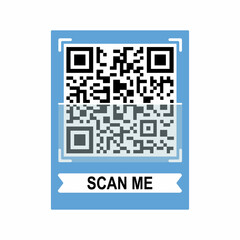 Scan me phone tag. Qrcode for mobile app. Isolated illustration on white background. Vector illustration.
