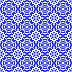 Fototapeta premium Seamless ornamental pattern, imitation of Portuguese ceramic azulejo tiles. Swatch is included.