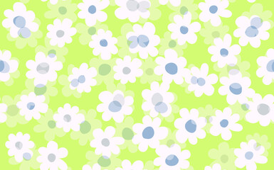 Seamless floral pattern based on traditional folk art ornaments. Colorful flowers on color background. Scandinavian style. Sweden nordic style. Vector illustration. Simple minimalistic pattern