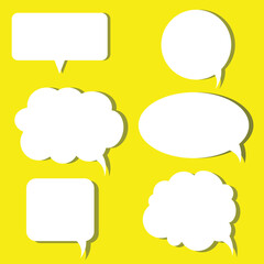 Speech bubble set isolated on yellow background. Vector illustration.