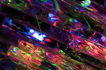 Colored crystals, light reflections in crystals, background