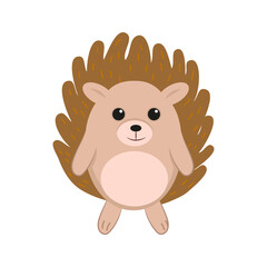 Vector illustration of hedgehog isolated on white background. Wallpaper children room, cute hedgehog