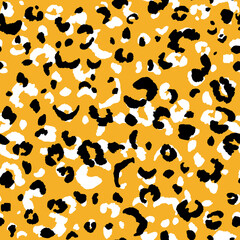 Abstract modern leopard seamless pattern. Animals trendy background. Orange and black decorative vector stock illustration for print, card, postcard, fabric, textile. Modern ornament of stylized skin