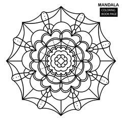 Flower Mandala. Vintage oriental drawing, vector illustration. Islam, Arabic, Indian, Moroccan, Spanish, Turkish, Pakistani, Chinese. Coloring book page