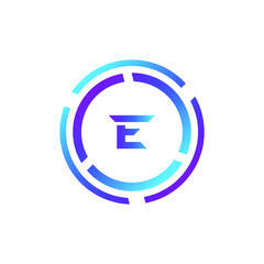 Creative Letter E logo design with point or dot symbol