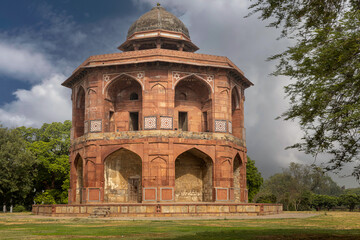 Humayun's private library (Sher Mandal) inside of old fortress Purana Quila, Delhi, India