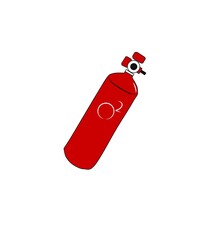 Illustration of an oxygen cylinder with valve and mask, representing medical support, respiratory care, emergency health service, oxygen therapy, and hospital equipment.