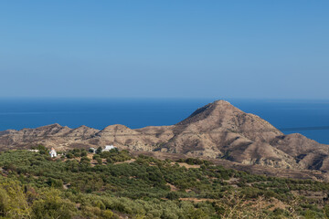 View of the seascape on the island of Crete in Greece