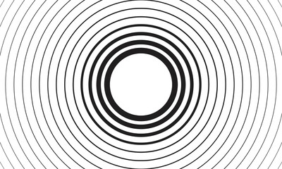 Geometric radial element. Abstract concentric, radial geometric motif Black and white concentric line circle background. Wash and storm concept or simple vector illustration of ripple effect