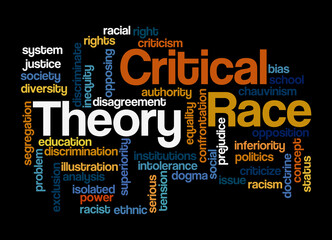 Word Cloud with Critical Race Theory concept, isolated on a black background
