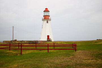 Fototapeta na wymiar Port richie lighthouse in Port au choix, Newfoundland, Canada