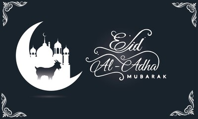 Eid Mubarak Arabic Islamic Elegant White Luxury Ornamental Moon Background with Islamic Pattern and Decorative Lantern Ornaments