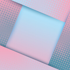 Square border frame with gradient  halftone dots texture vector background.
