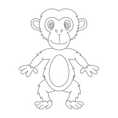 Cute little monkey coloring page for kids animal outline coloring book cartoon vector illustration