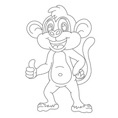 Cute little monkey coloring page for kids animal outline coloring book cartoon vector illustration