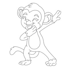 Cute little monkey coloring page for kids animal outline coloring book cartoon vector illustration