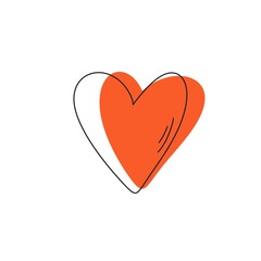 Simple doodle heart. Hand drawn design for Valentine's day card background.