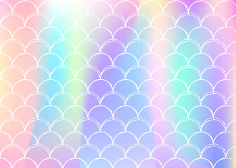 Holographic scale background with gradient mermaid.