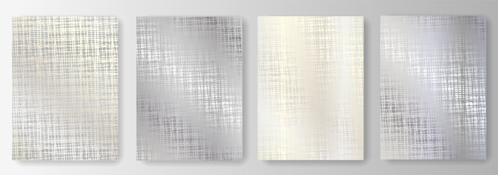 Set collection of silver backgrounds with fine mesh