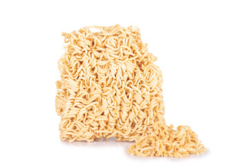 instant noodles isolated on white background pile