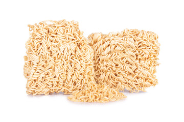 instant noodles isolated on white background pile
