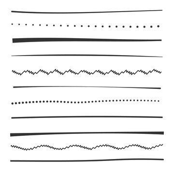 Handwritten Single Lines Set In Different Styles.