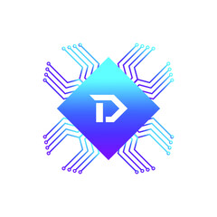 Creative Letter D logo design with point or dot symbol