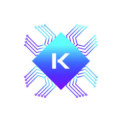 Creative Letter K logo design with point or dot symbol