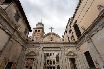 Fototapeta na wymiar The church of San Giovanni Evangelista in Venice on a summer morning