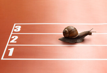 Fun training of snail on stadium track © Andriy Bezuglov